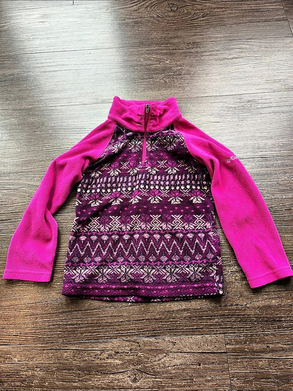 Columbia Girls Printed Fleece Jacket XXS Pink Purple